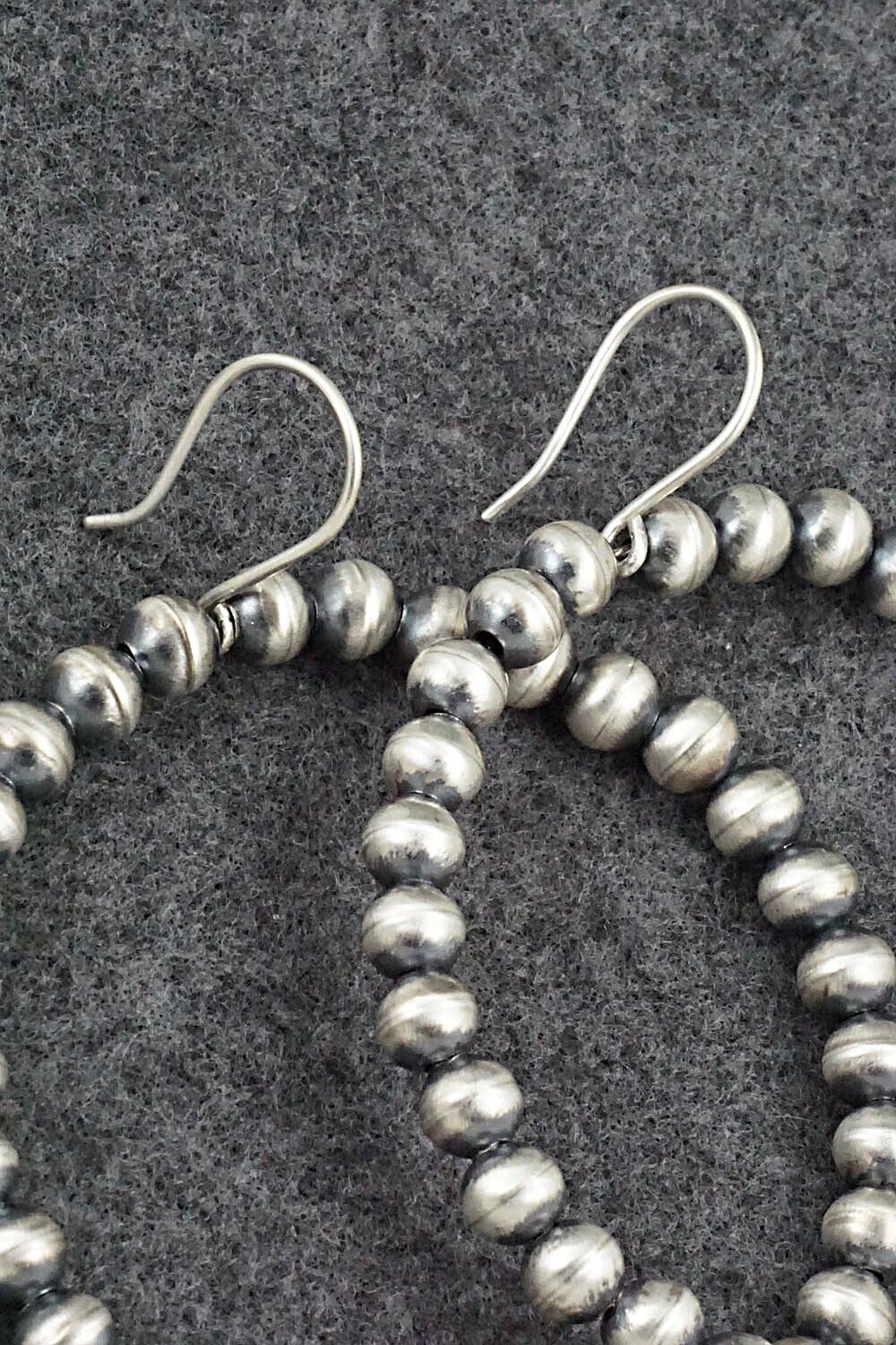 Sterling Silver Navajo Pearl Hoop Earrings - Amanda Larry