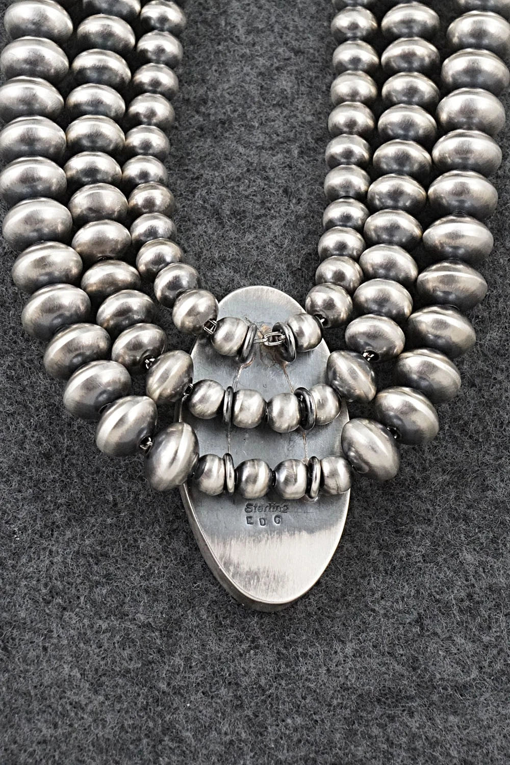 Turquoise & Sterling Silver Navajo Pearl Necklace - Gruber & Halwood