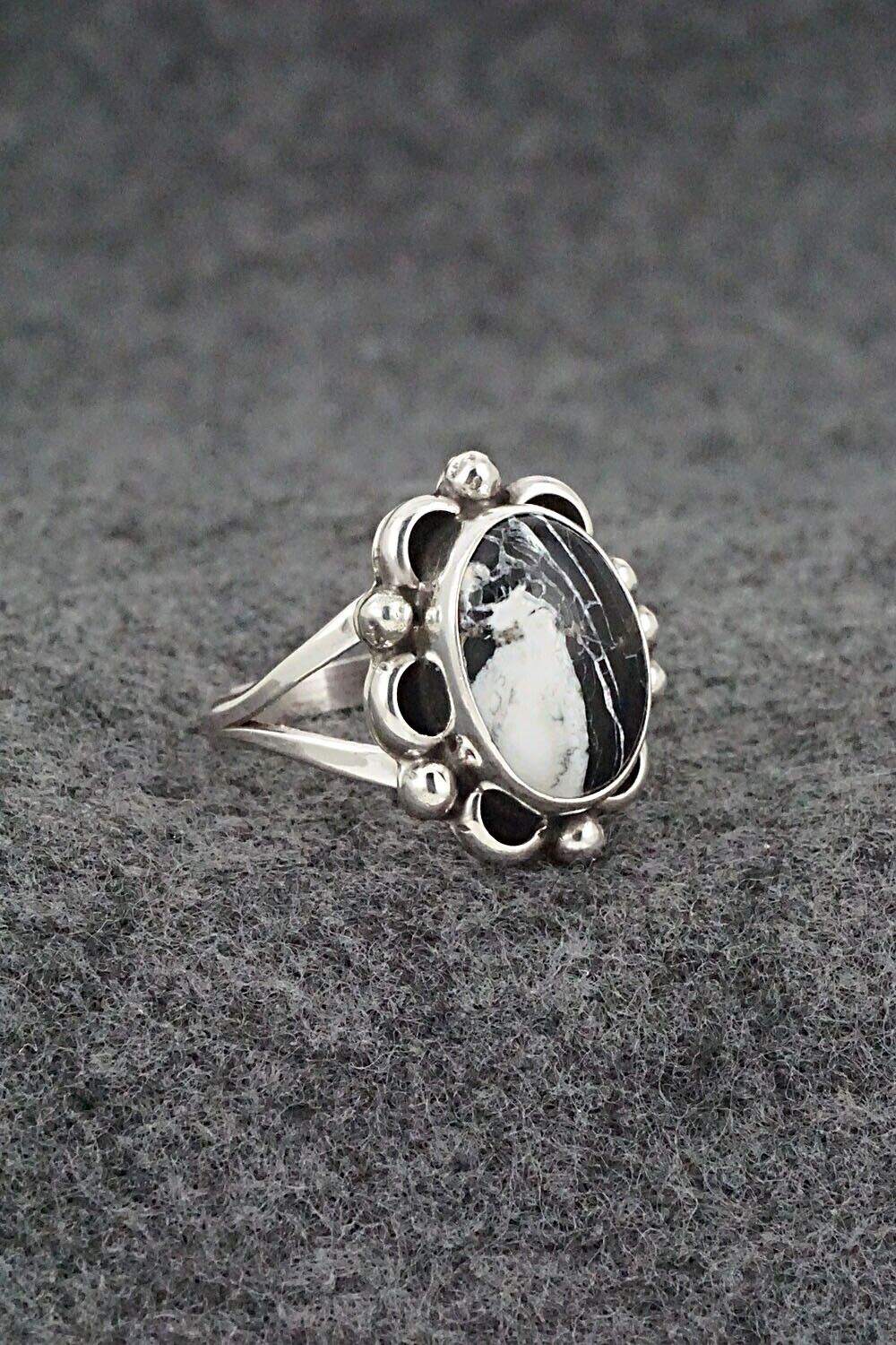 White Buffalo & Sterling Silver Ring - Priscilla Smith - Size 7.75