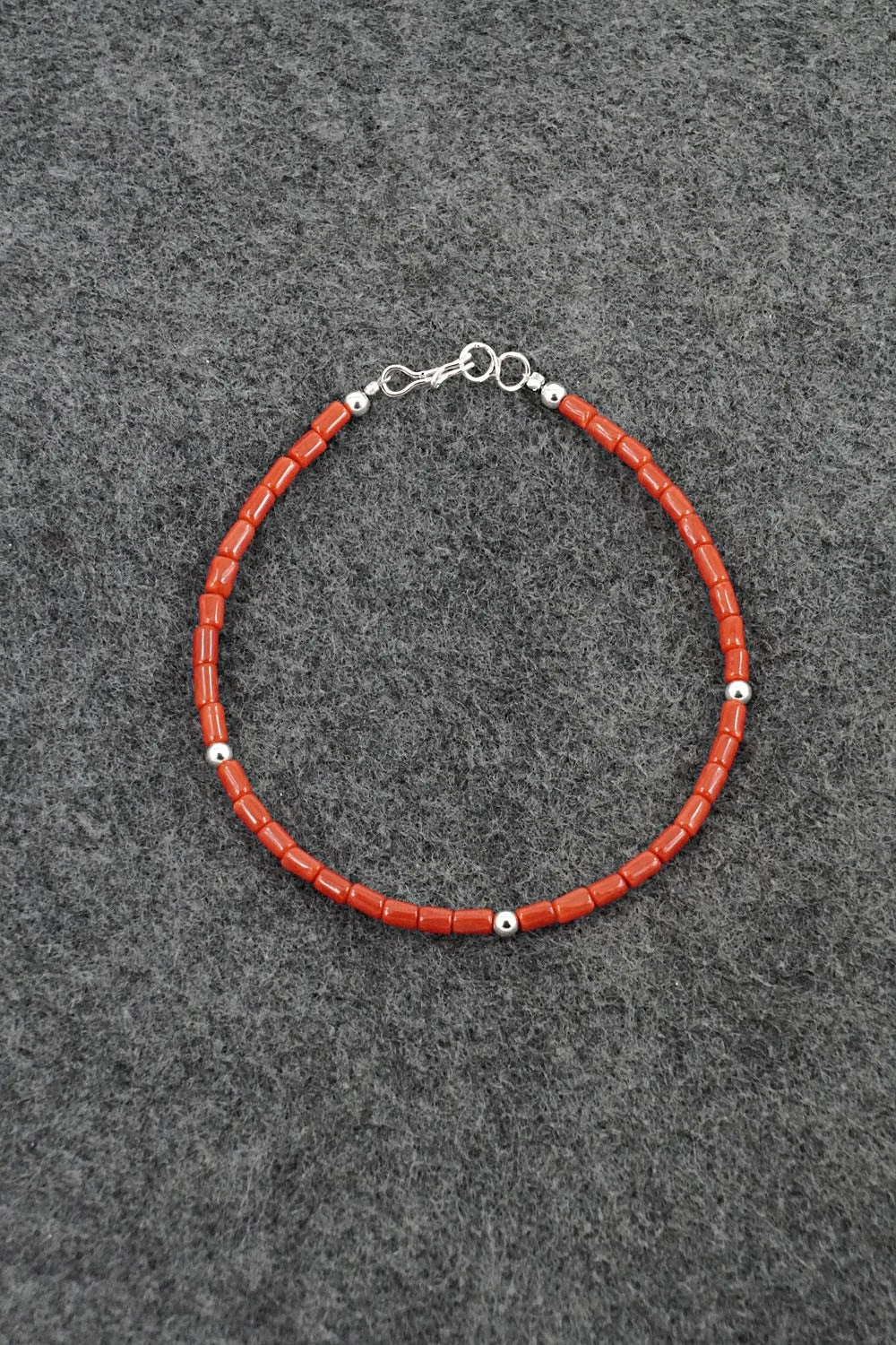 Coral & Sterling Silver Bracelet - Doreen Jake