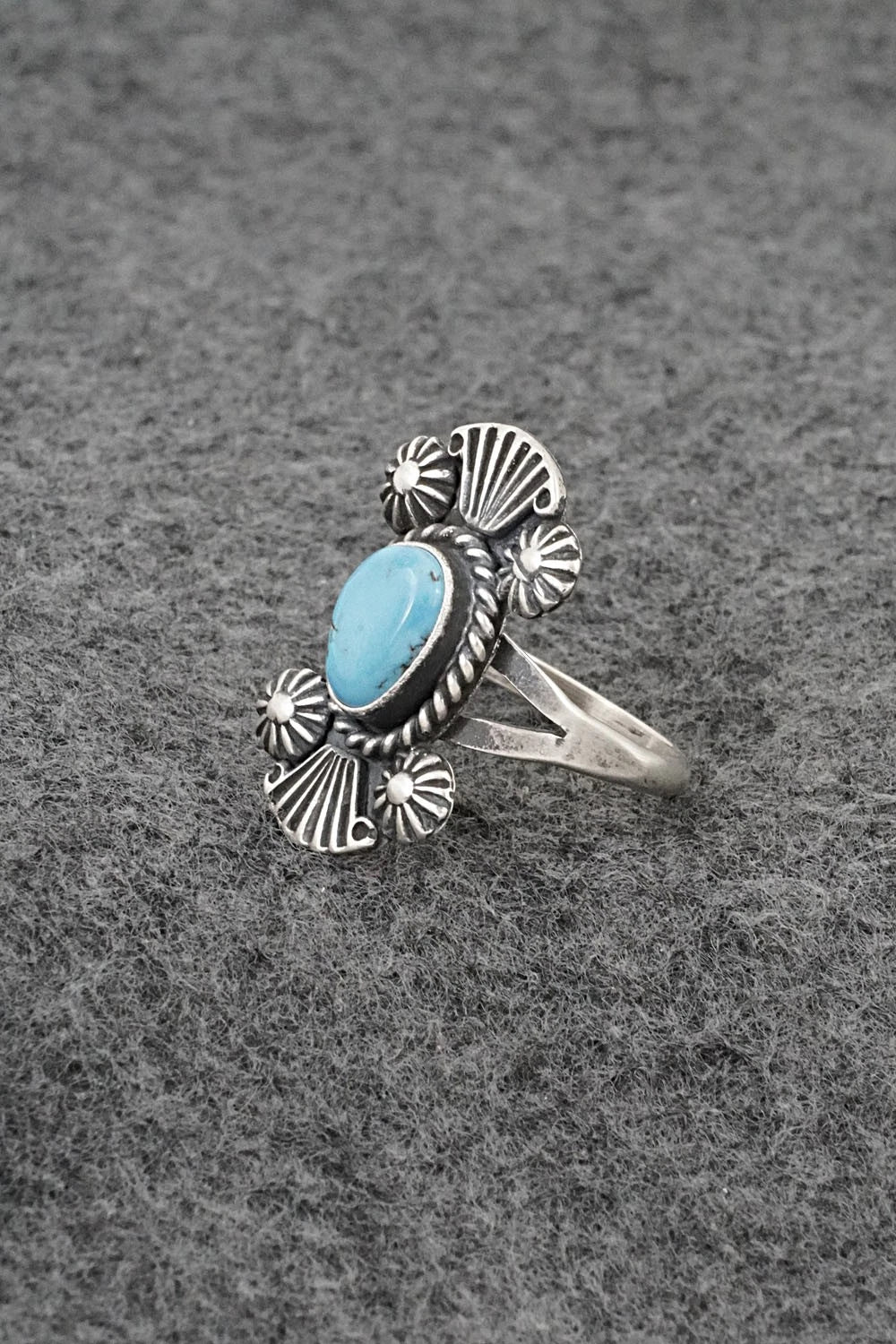 Turquoise and Sterling Silver Ring - Jerryson Henio - Size 8