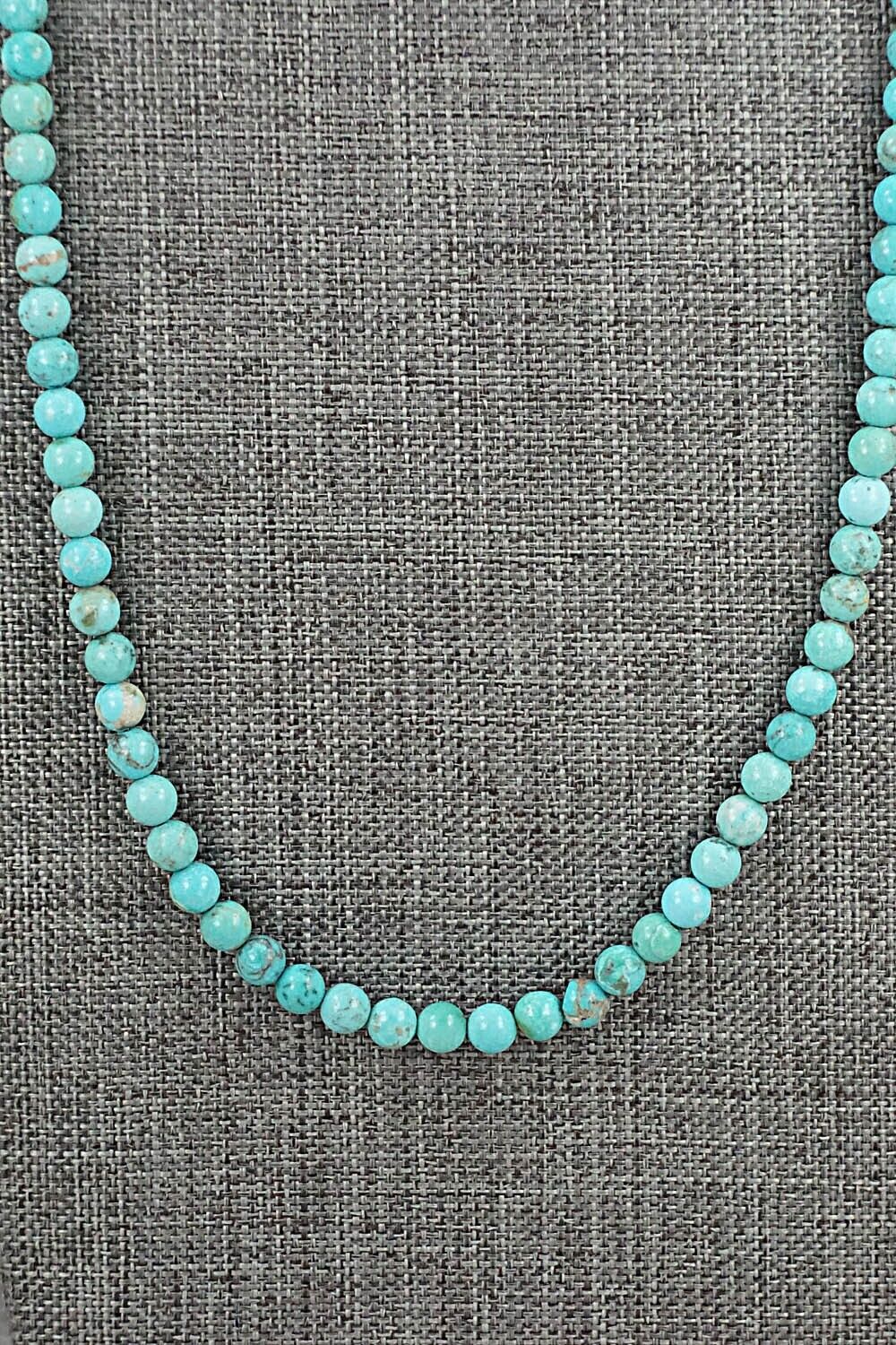 Turquoise & Sterling Silver Necklace 24" - Doreen Jake