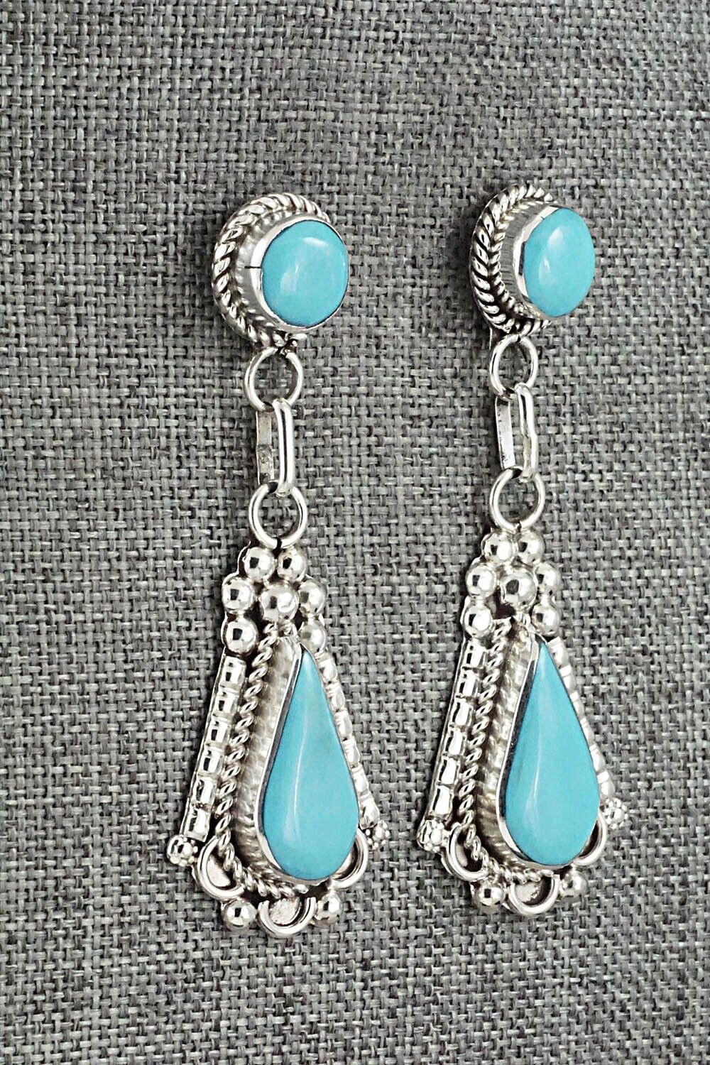 Turquoise & Sterling Silver Earrings - Juanita Yatsatie