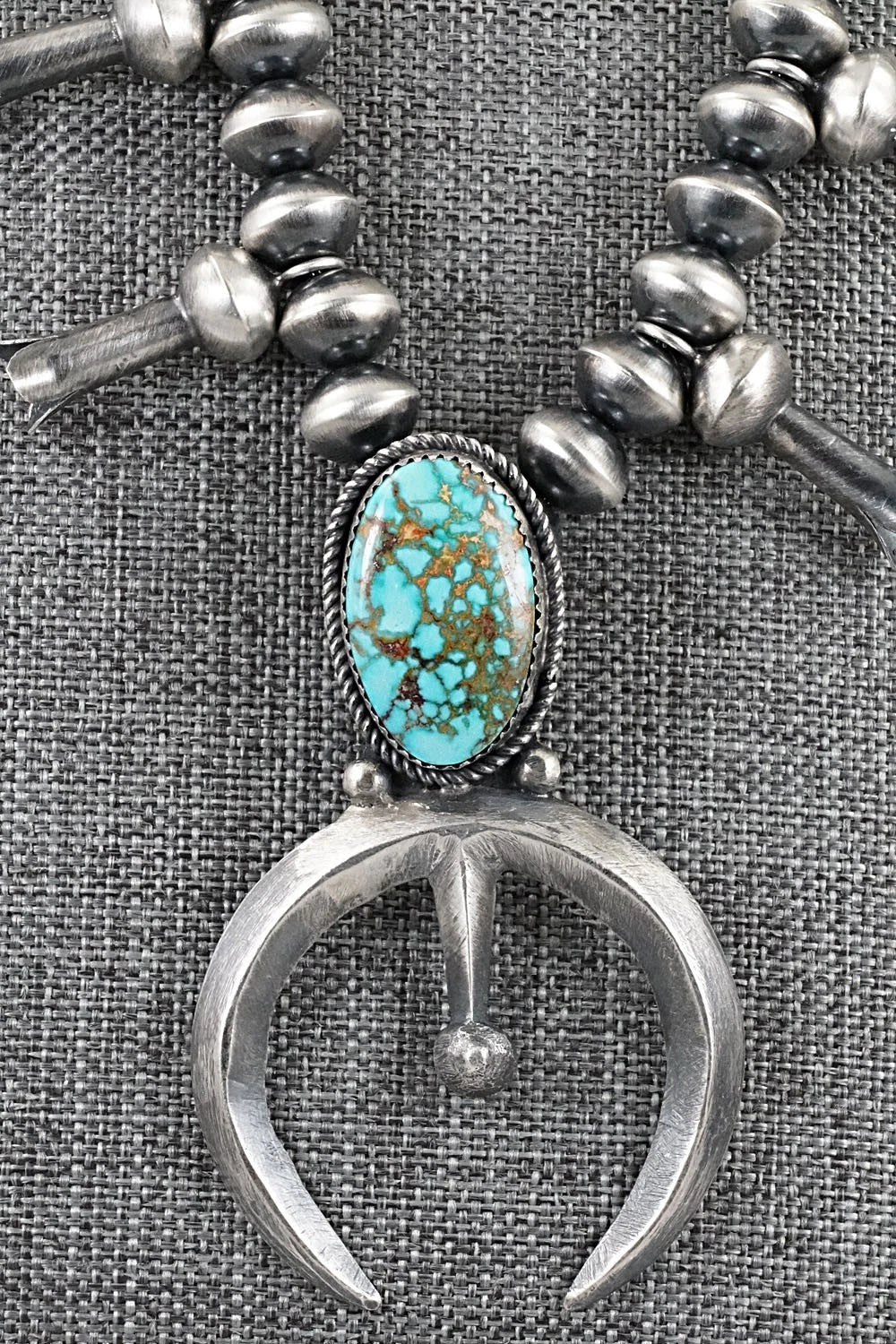 Turquoise & Sterling Silver Squash Blossom Necklace - Presley Haley