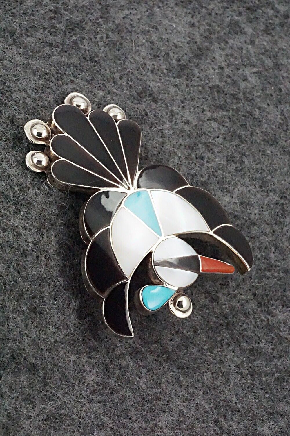 Multi Stone & Sterling Silver Inlay Pendant / Pin - Leavus Ahiyite