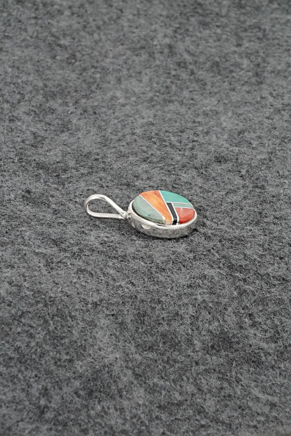 Turquoise, Spiny Oyster & Sterling Silver Pendant - Joseph Martinez