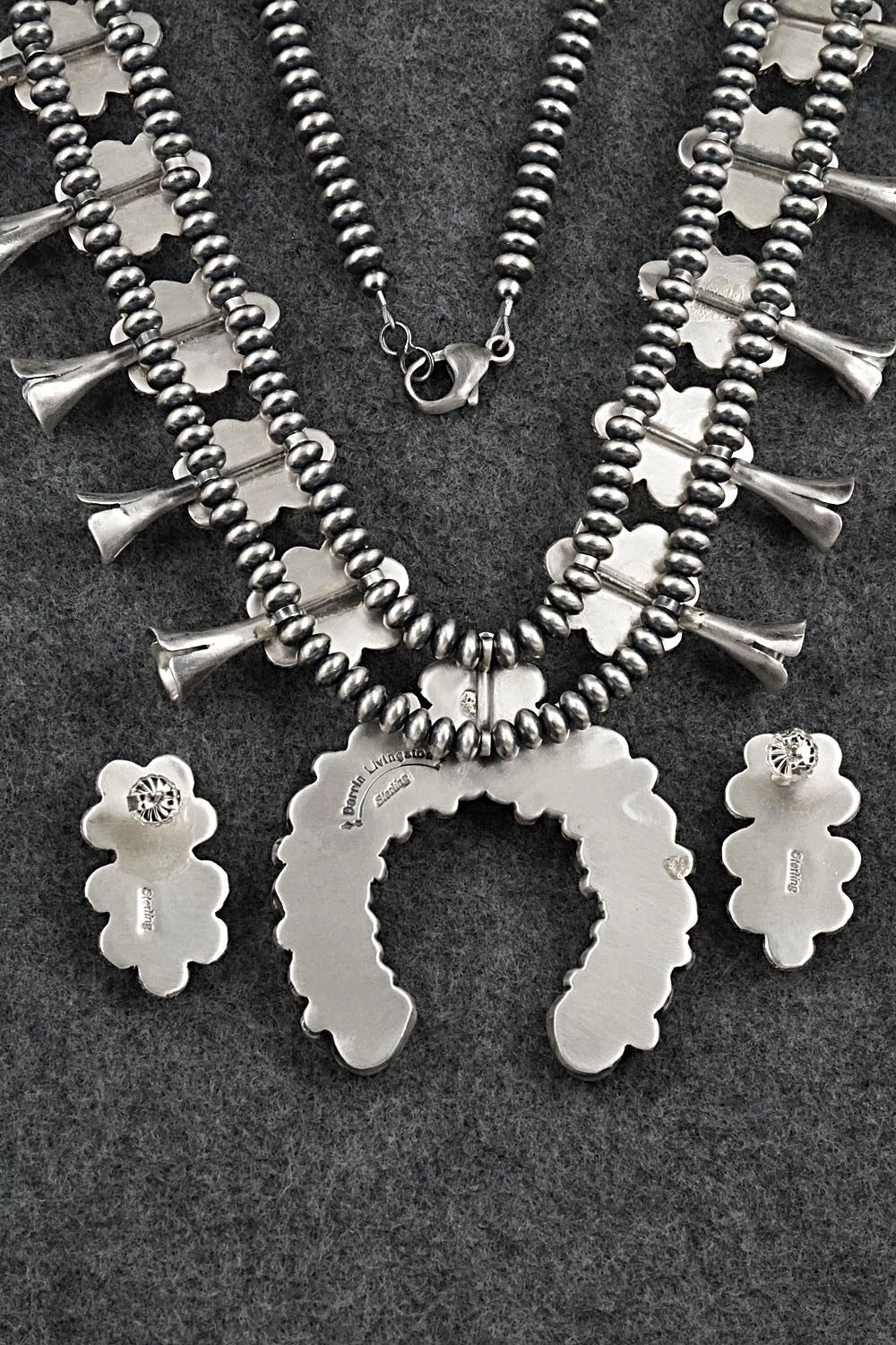 Turquoise & Sterling Silver Squash Blossom Set - Darrin Livingston