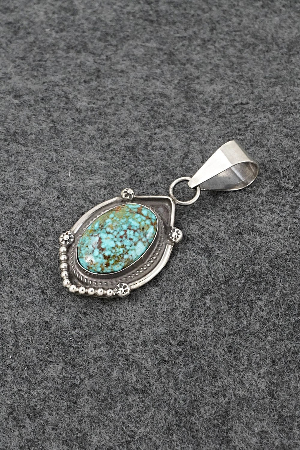 Turquoise & Sterling Silver Pendant - Leslie Nez