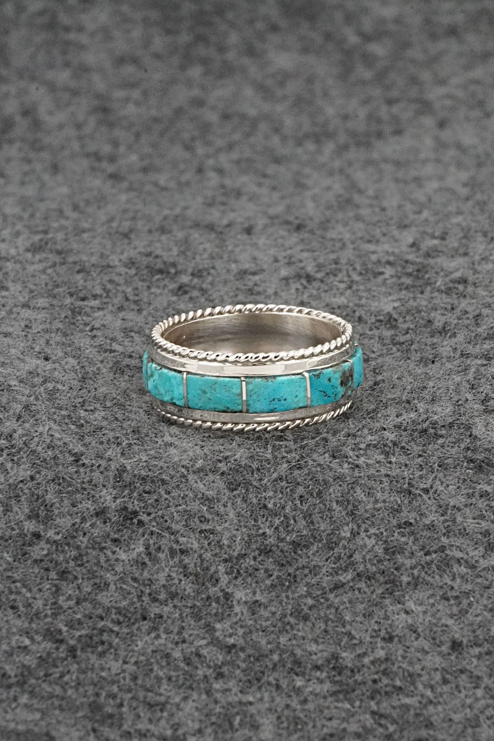 Turquoise & Sterling Silver Ring - Bruce Johnson - Size 8