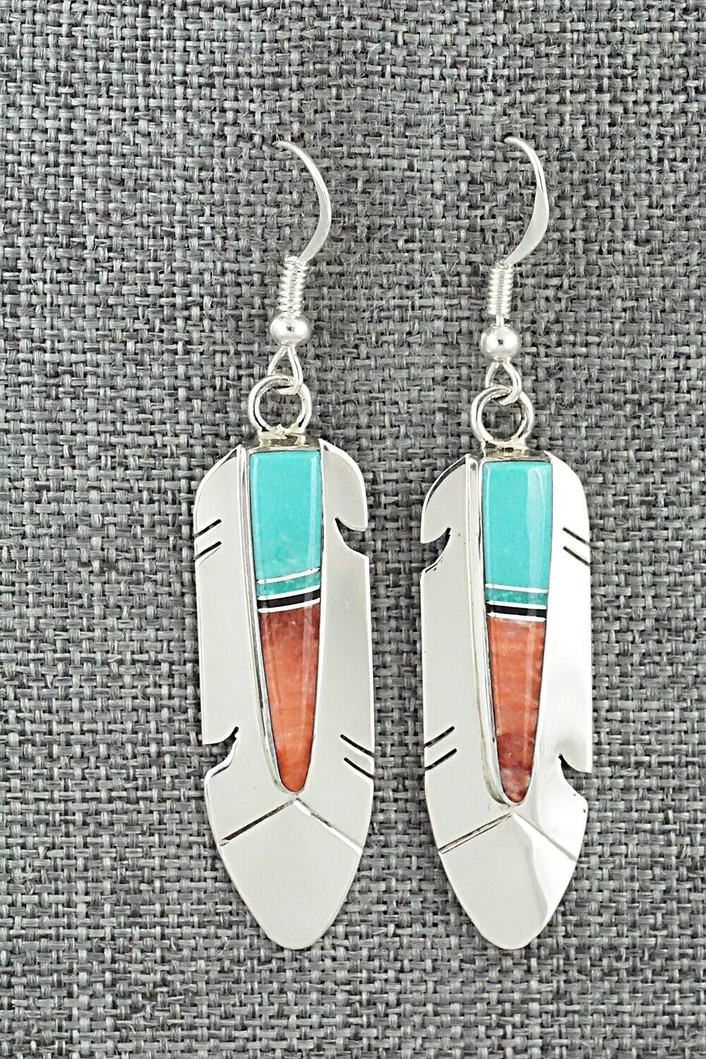 Multi-Stone & Sterling Silver Inlay Earrings - Marilyn Yazzie