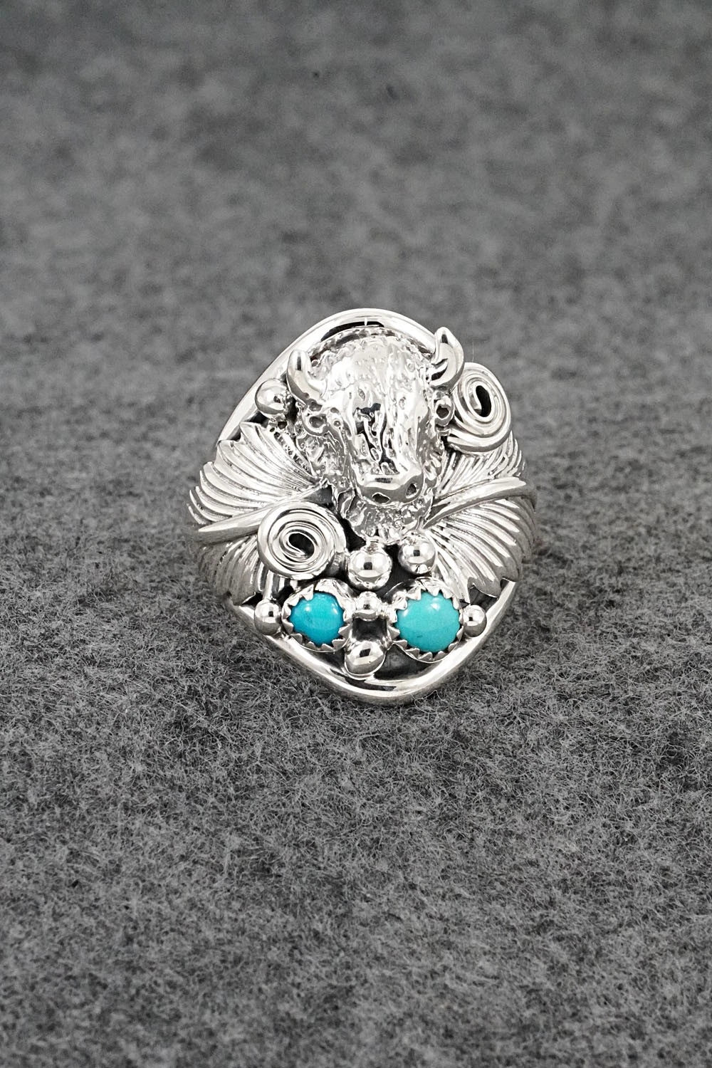 Turquoise & Sterling Silver Ring - Darrell Morgan - Size 11.5