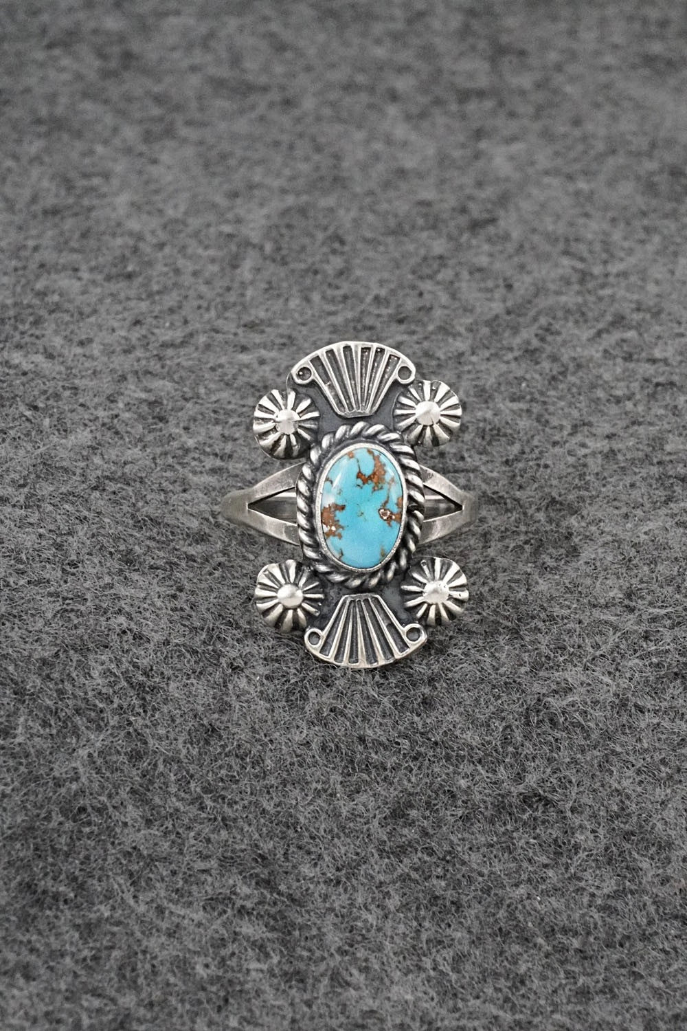Turquoise and Sterling Silver Ring - Jerryson Henio - Size 8