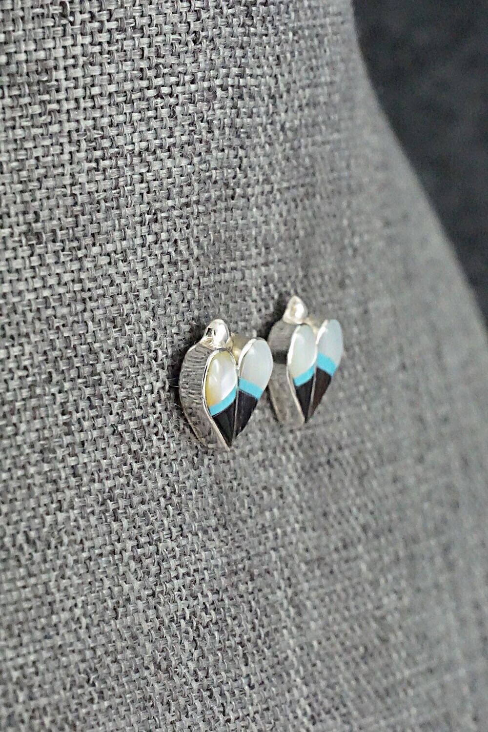 Multi Stone Inlay & Sterling Silver Earrings - Vernelda Niiha