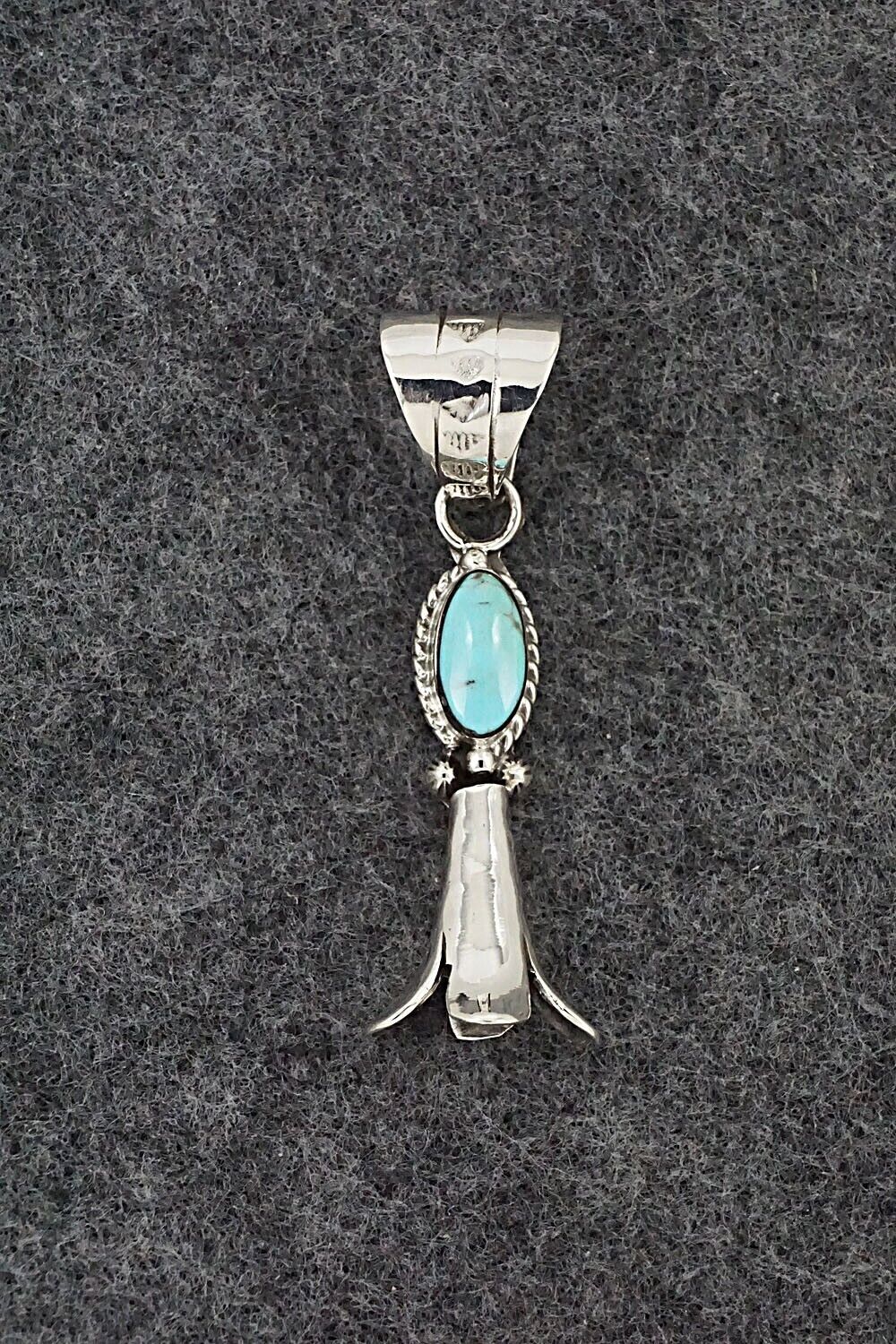 Turquoise & Sterling Silver Pendant - Sonyei Coho