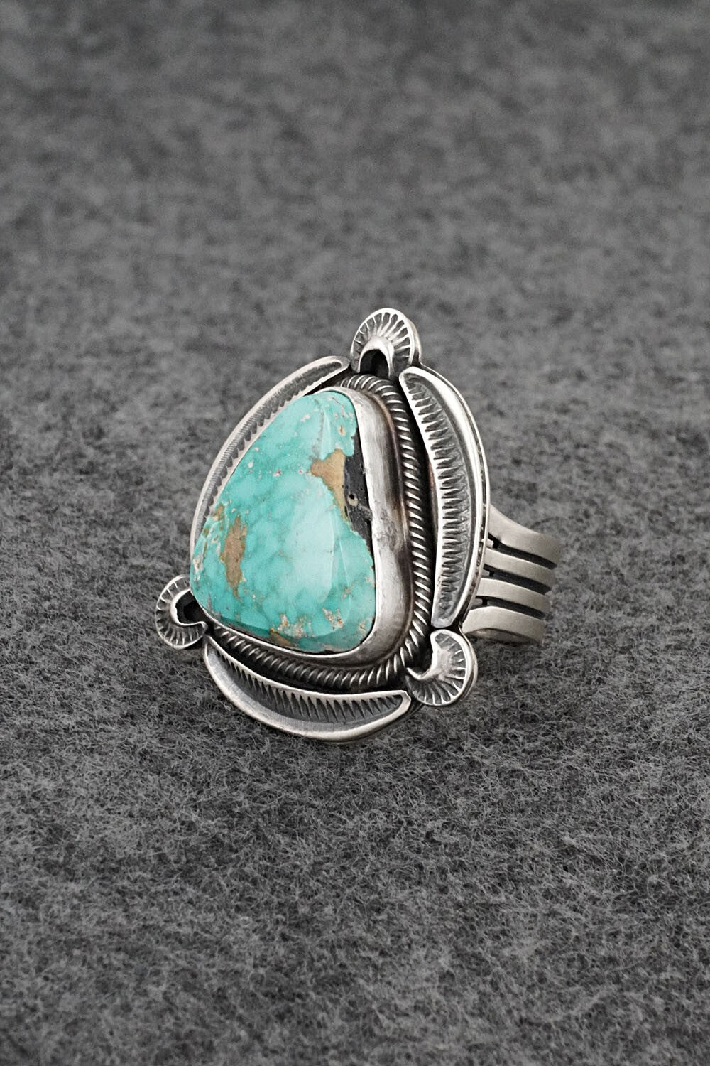 Turquoise & Sterling Silver Ring - Randy Billy - Size 8