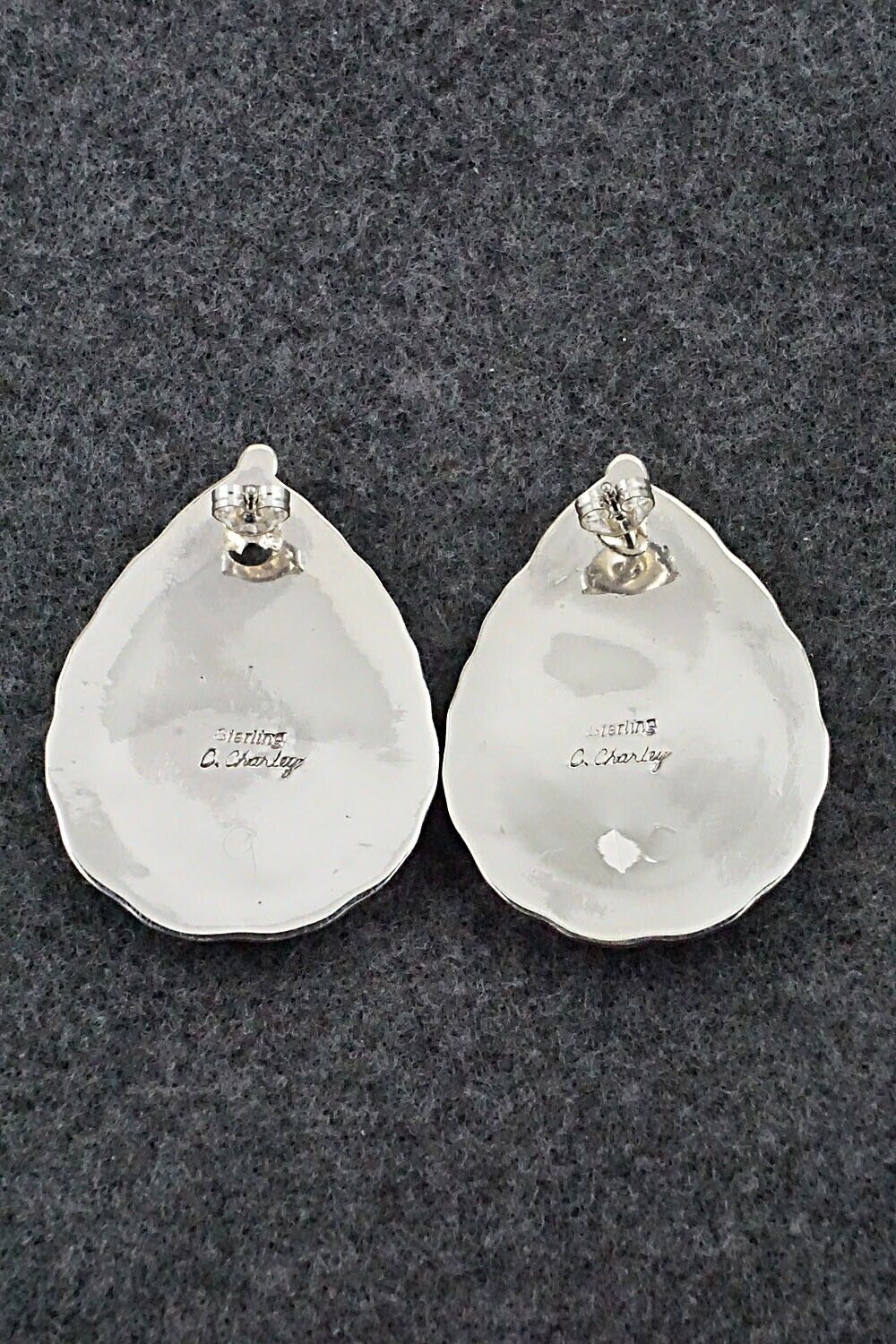 Coral & Sterling Silver Earrings - Chester Charley