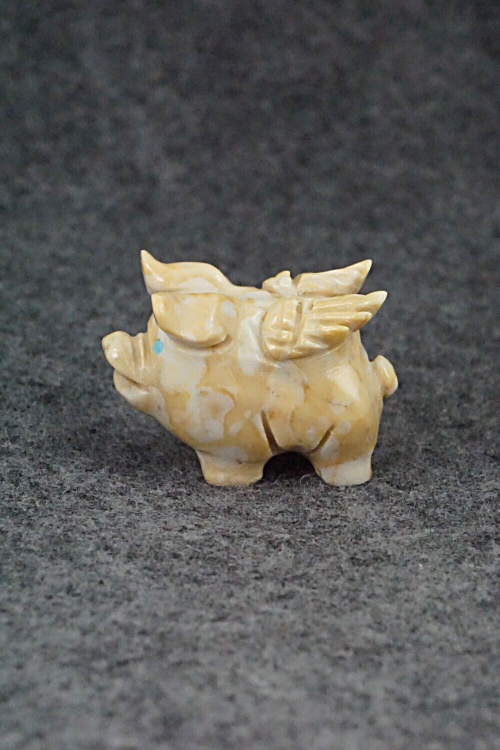 Pig With Wings Zuni Fetish Carving - Stanton Hanaweeka