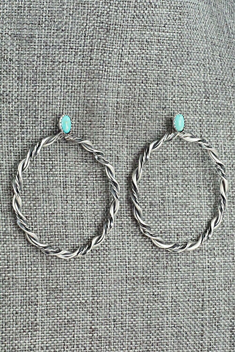 Turquoise & Sterling Silver Earrings - Nelson Leonard Jr.