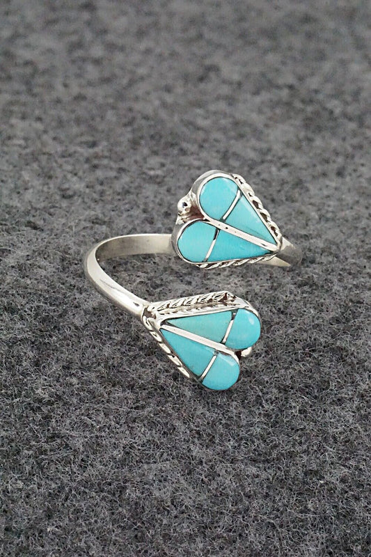 Turquoise & Sterling Silver Ring - Velda Nastacio - Size 9 Adj.