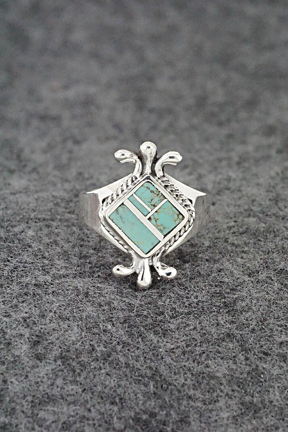 Turquoise & Sterling Silver Inlay Ring - James Manygoats - Size 7