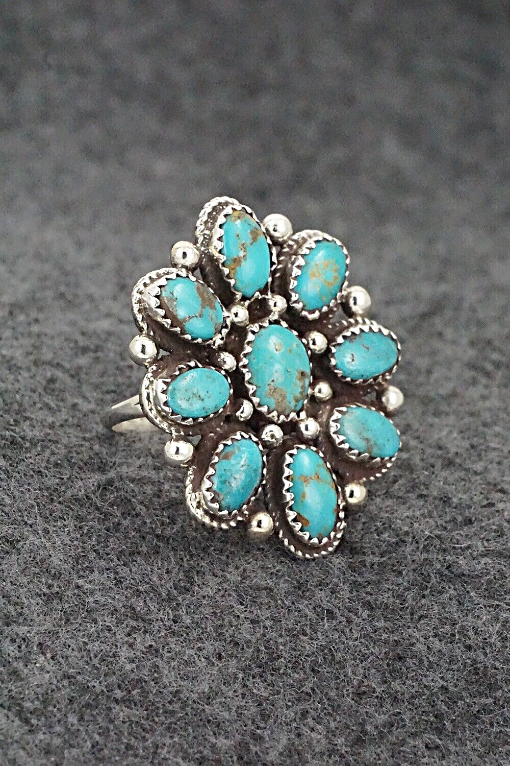 Turquoise & Sterling Silver Ring - Ernest Hawthorne - Size 8