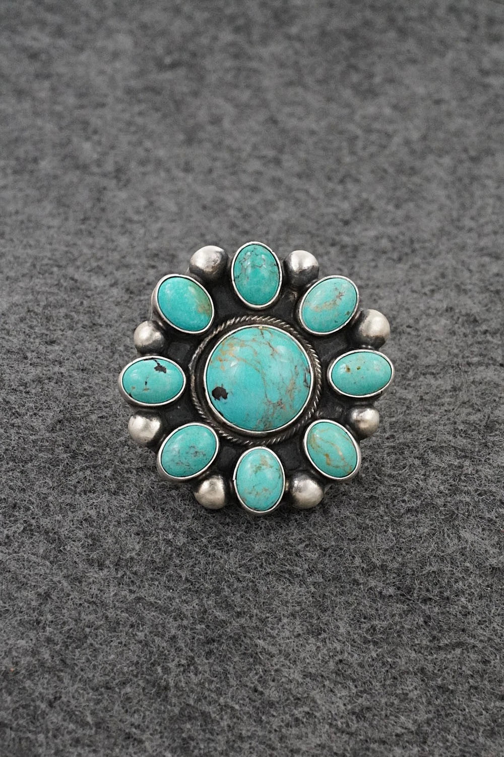 Turquoise & Sterling Silver Ring - Kathleen Livingston - Size Adjustable