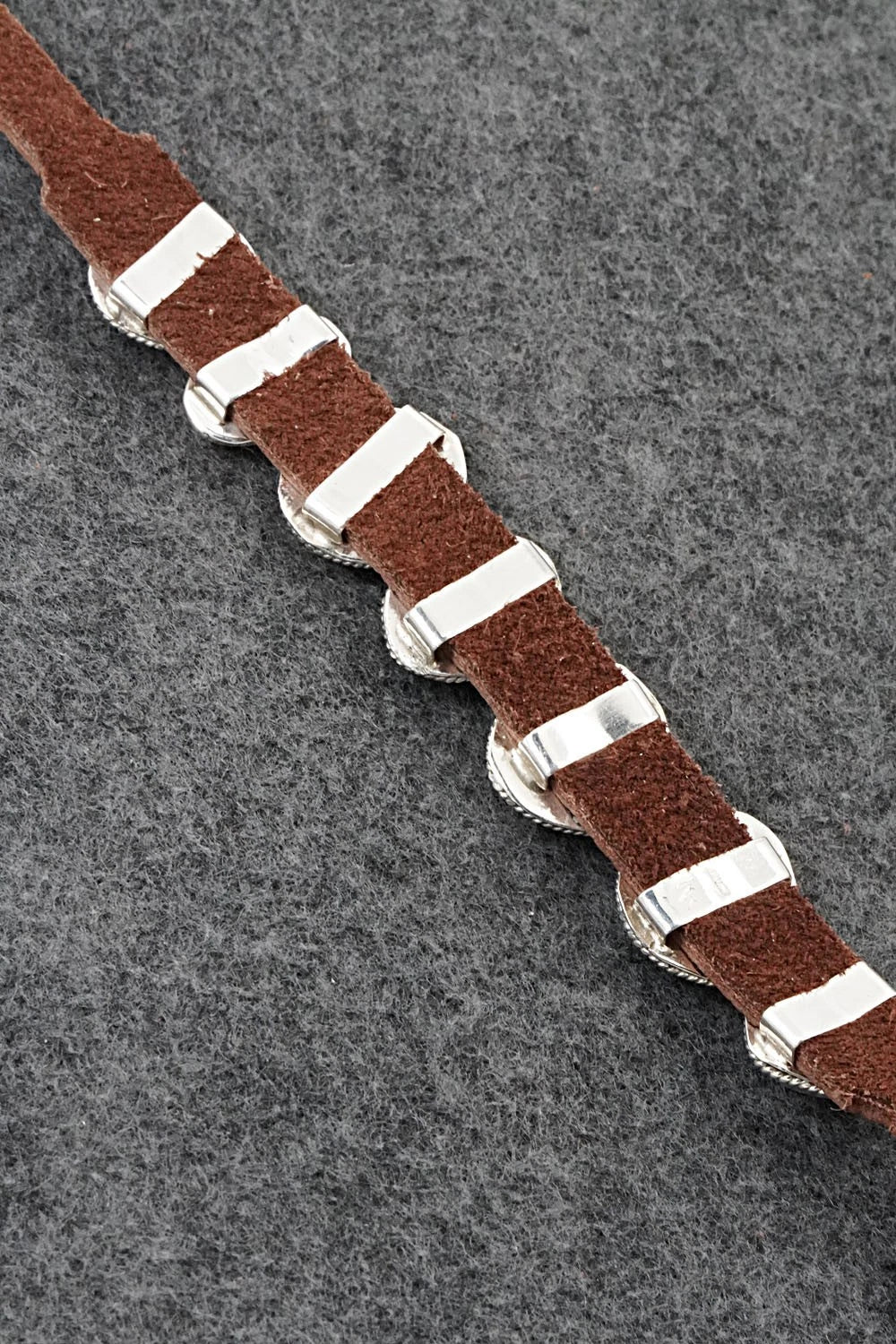Turquoise, Spiny Oyster, Sterling Silver & Leather Bracelet - Rosita Charlie