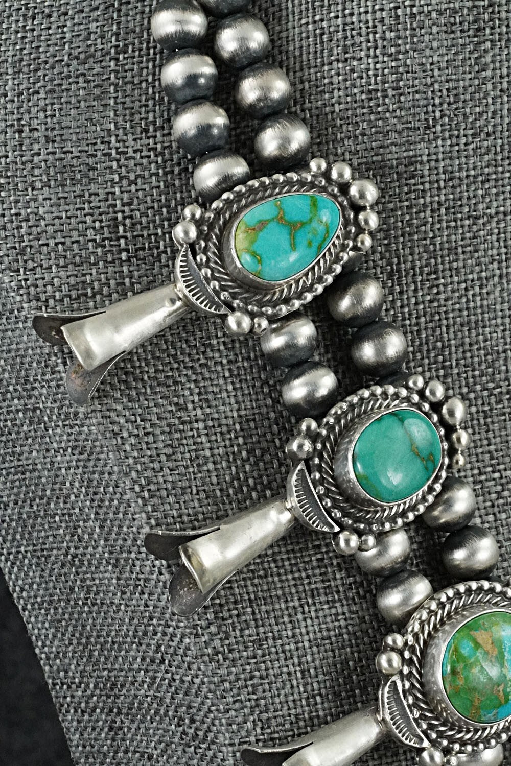 Turquoise & Sterling Silver Squash Blossom Set - Tom Lewis