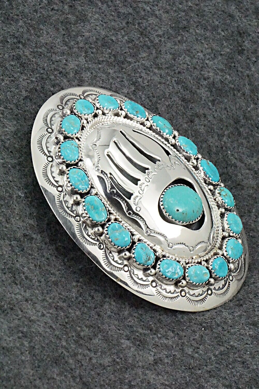 Turquoise & Sterling Silver Belt Buckle - Wilbert Muskett Sr.