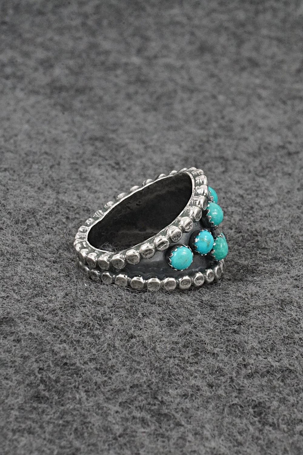 Turquoise & Sterling Silver Ring - Kenny Lonjose - Size 9.5