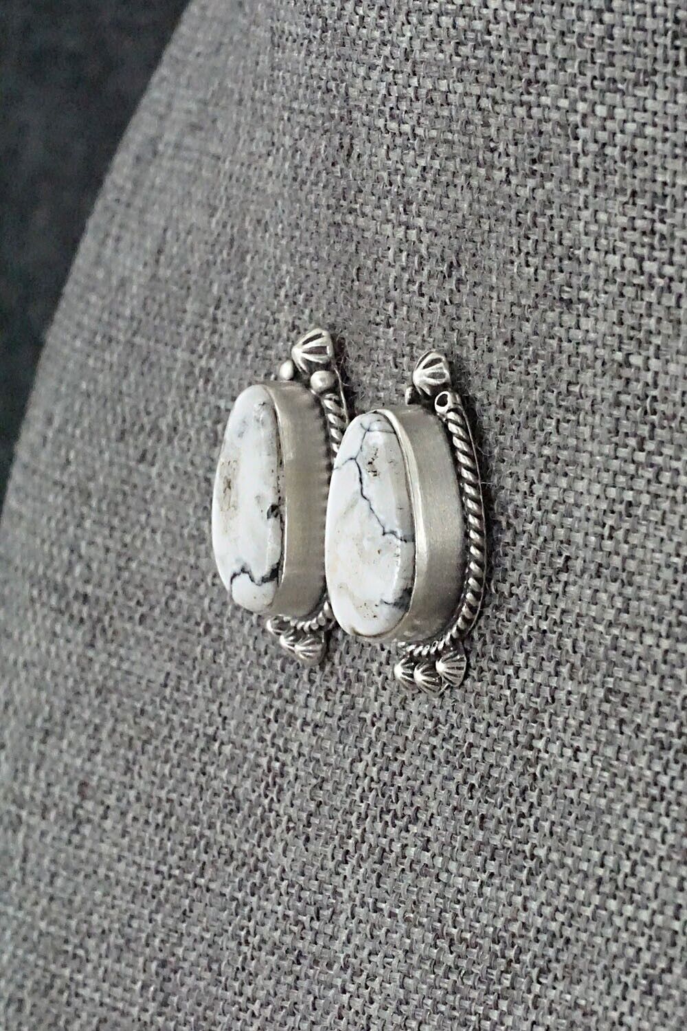 White Buffalo & Sterling Silver Earrings - Sheena Jack