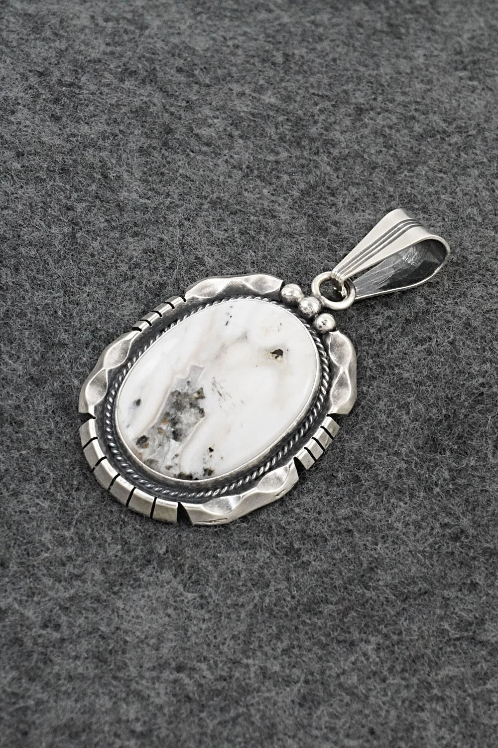 White Buffalo & Sterling Silver Pendant - Samuel Yellowhair