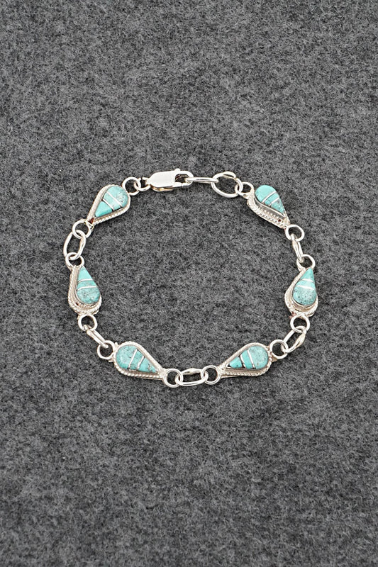 Turquoise & Sterling Silver Link Bracelet - Terrance Panteah