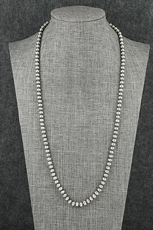 Sterling Silver Navajo Pearl Necklace 22" - Dorinda Mariano
