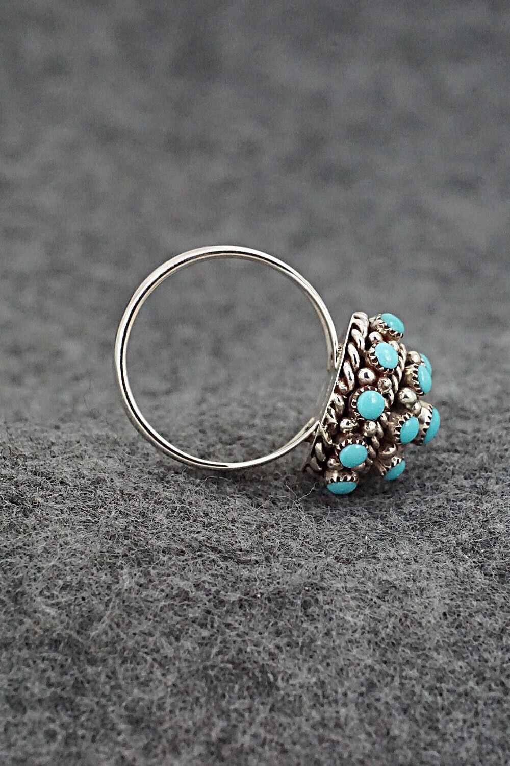 Turquoise & Sterling Silver Ring - Dickie Charlie - Size 7.75