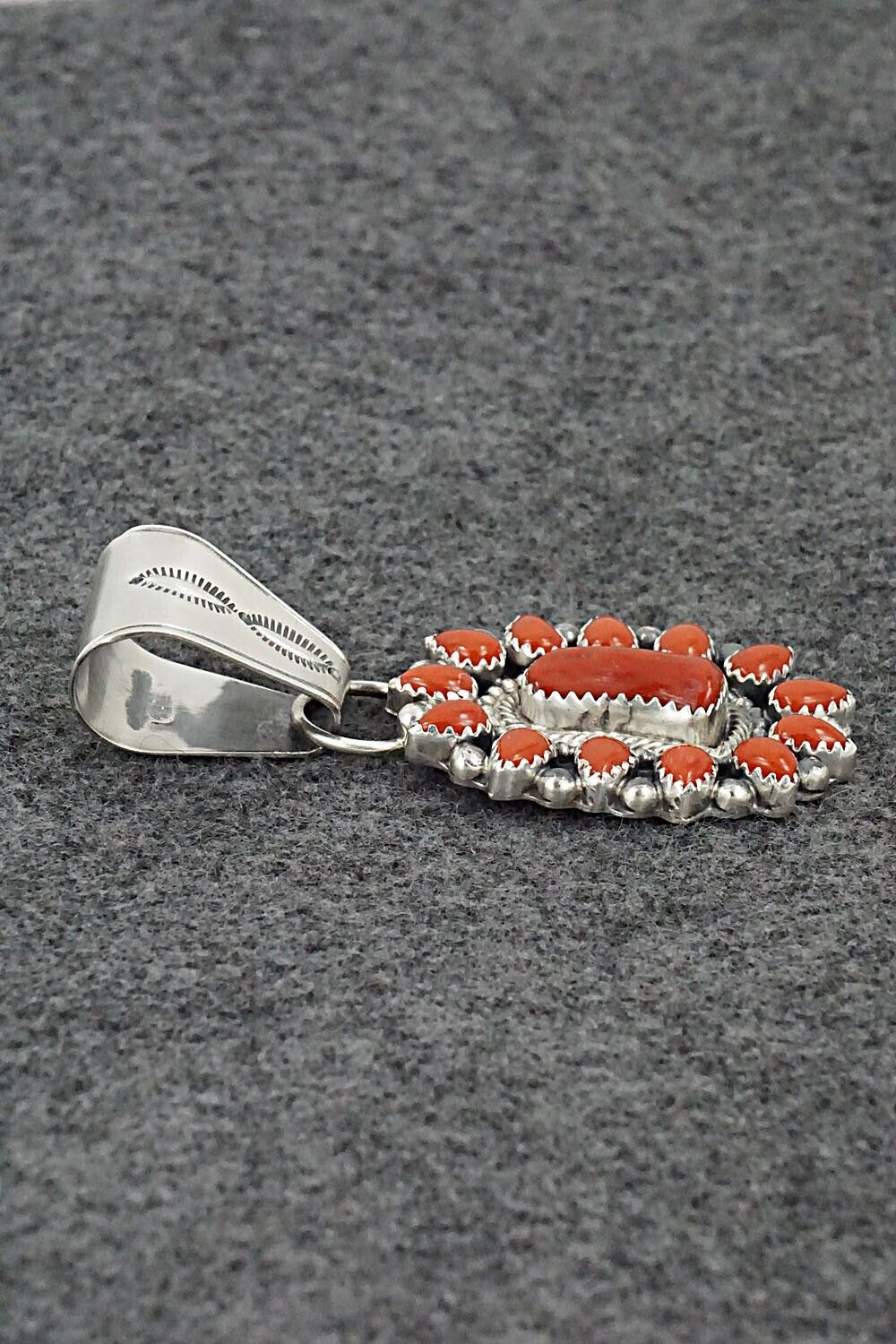 Coral & Sterling Silver Pendant - Tom Lewis