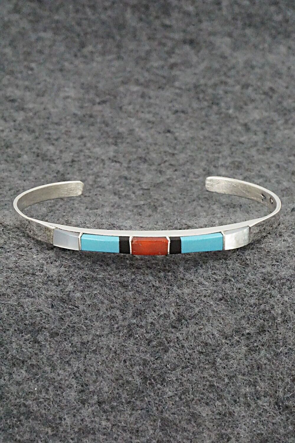 Multi Stone & Sterling Silver Inlay Bracelet - Phyllis Albert