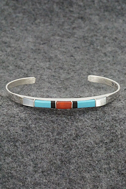 Multi Stone & Sterling Silver Inlay Bracelet - Phyllis Albert