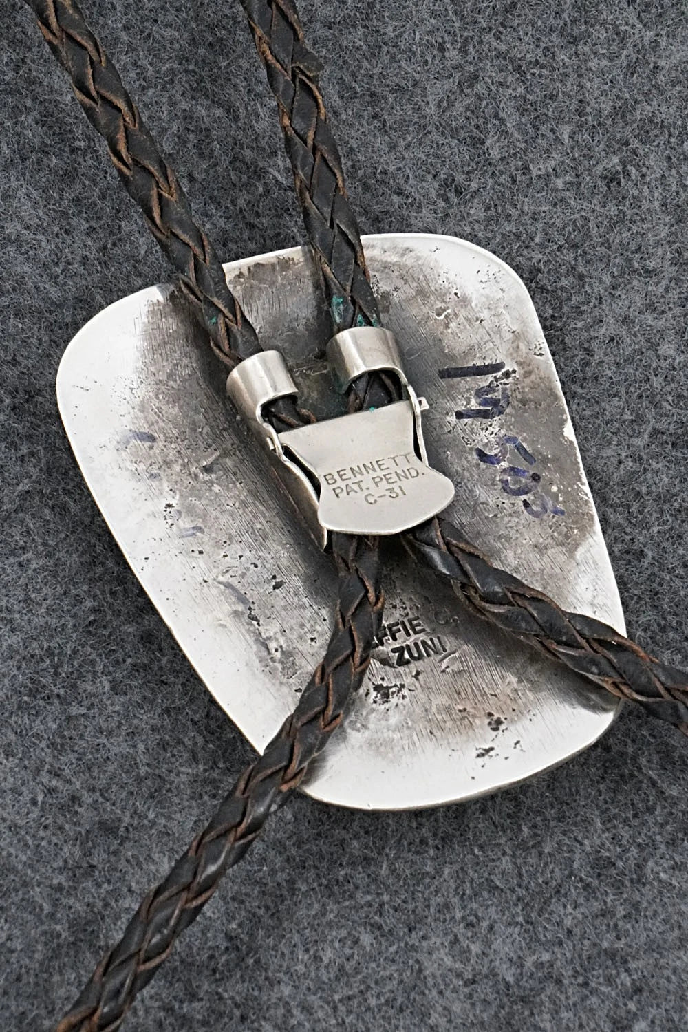 Turquoise & Sterling Silver Vintage Bolo Tie - Effie Calavaza