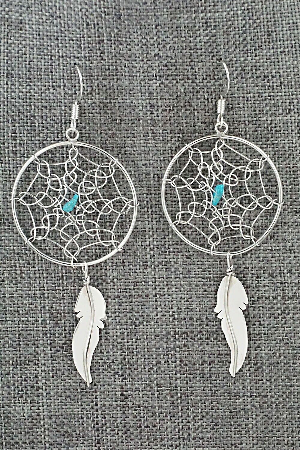 Turquoise & Sterling Silver Earrings - Lorenzo Arviso Jr.