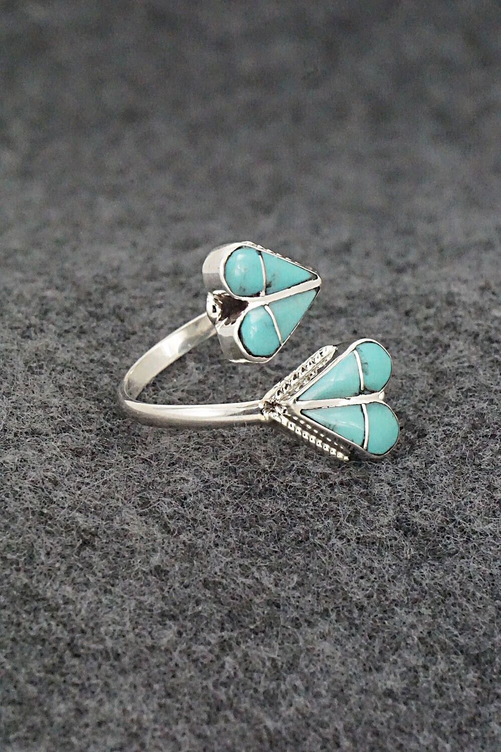 Turquoise & Sterling Silver Ring - Velda Nastacio - Size 8 Adj.