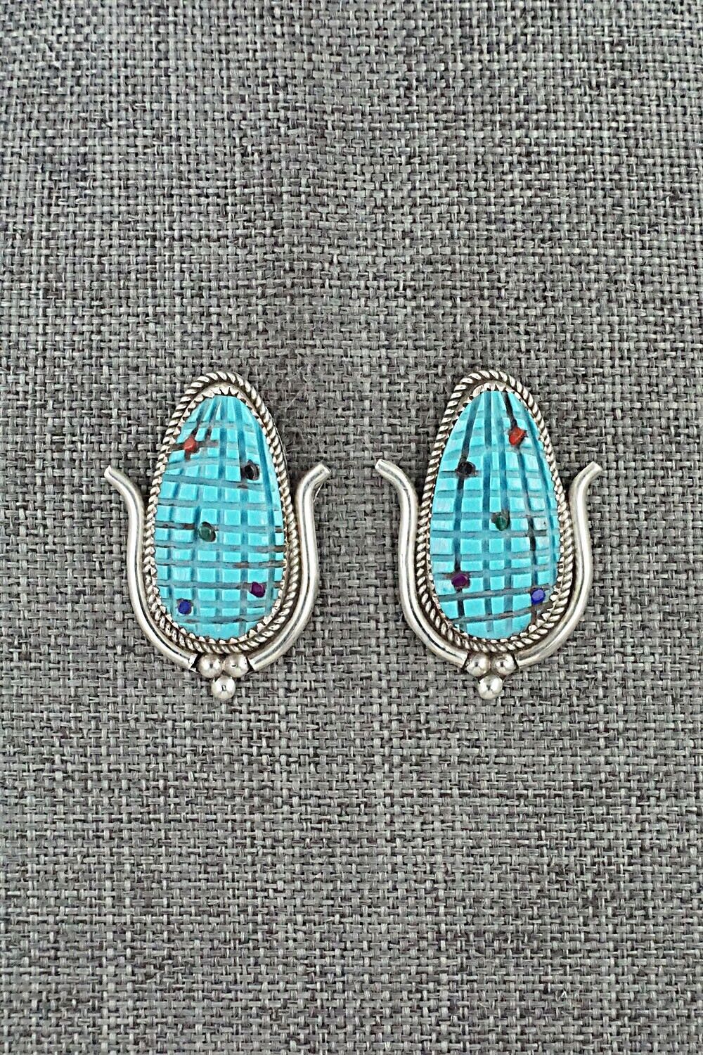 Turquoise & Sterling Silver Earrings - Tracy Bowekaty