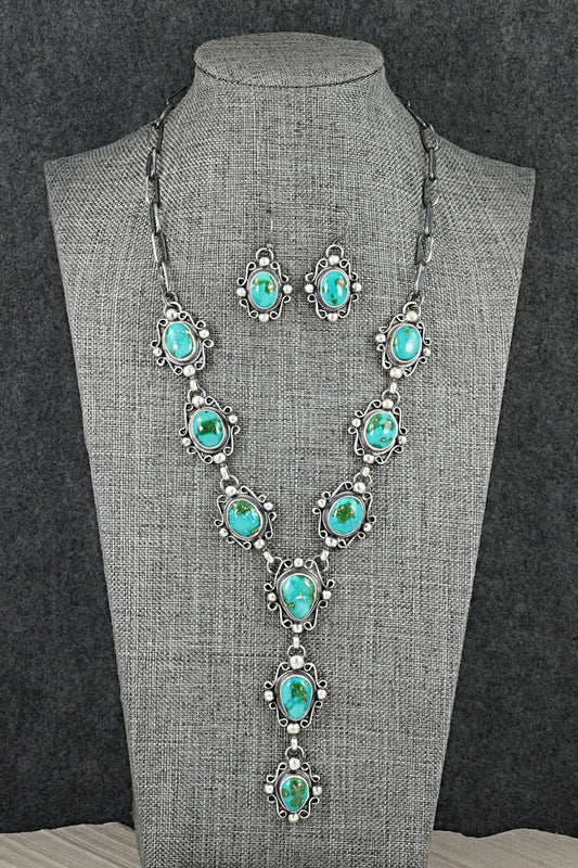 Turquoise & Sterling Silver Necklace and Earrings Set - Kathleen Livingston