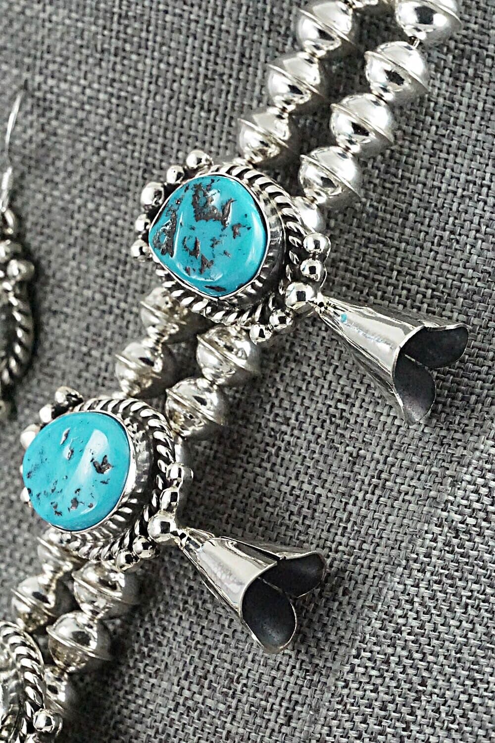 Turquoise & Sterling Silver Squash Blossom Set - Vernon Johnson