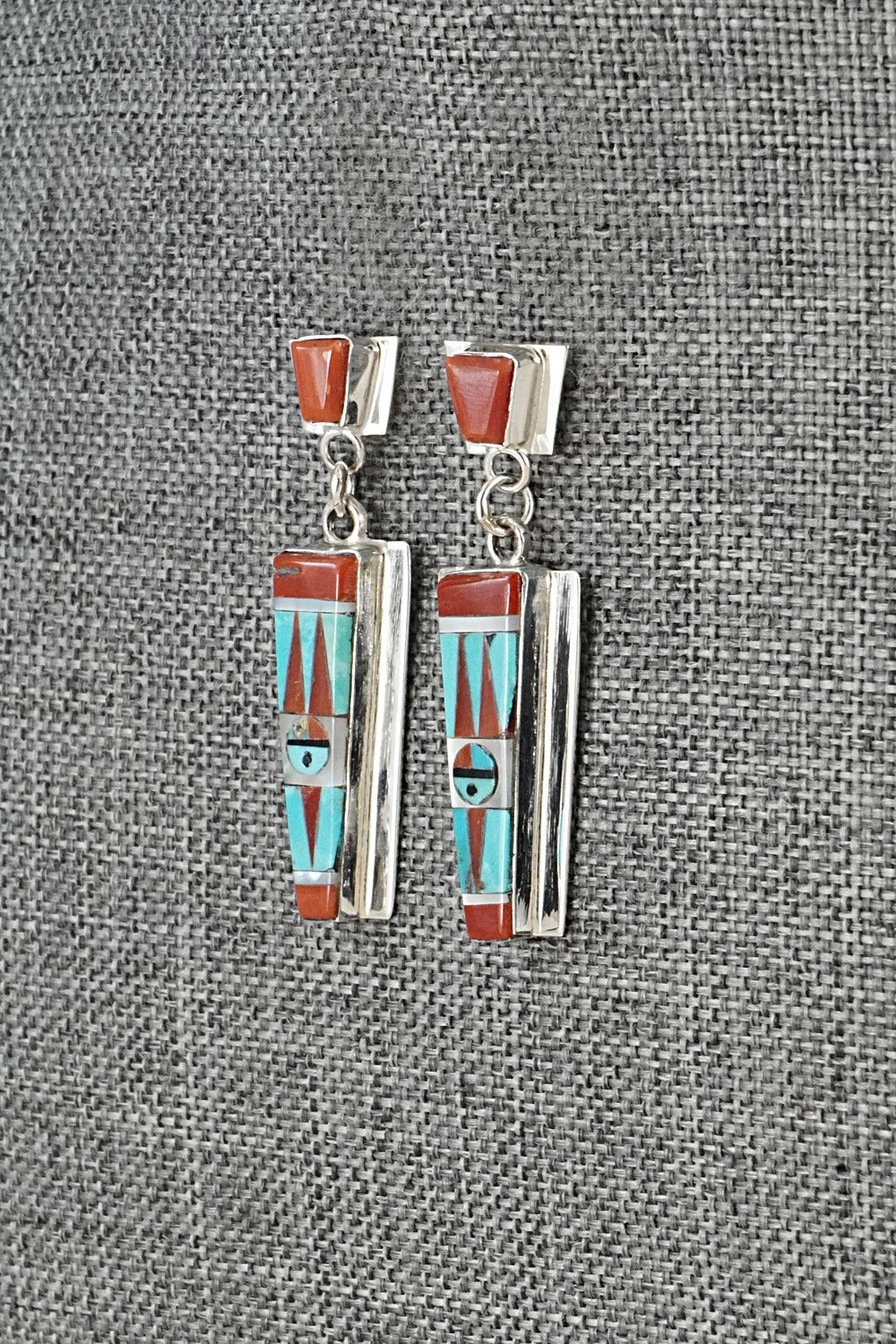 Multi-Stone & Sterling Silver Inlay Earrings - Rayland Edaakie