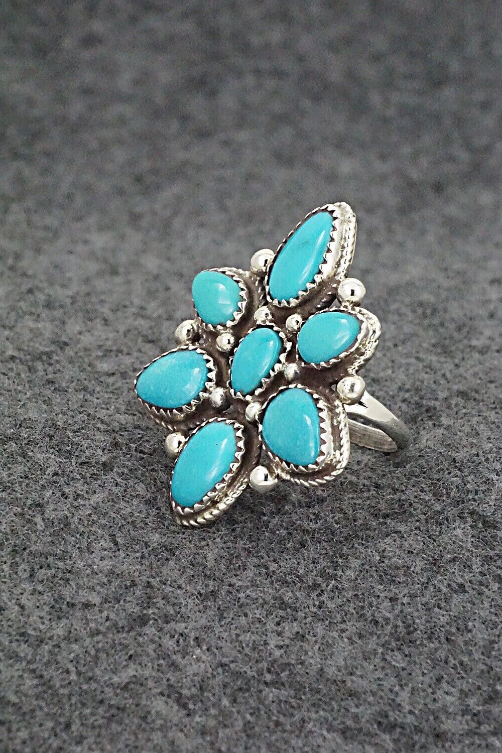 Turquoise & Sterling Silver Ring - Ernest Hawthorne - Size 8