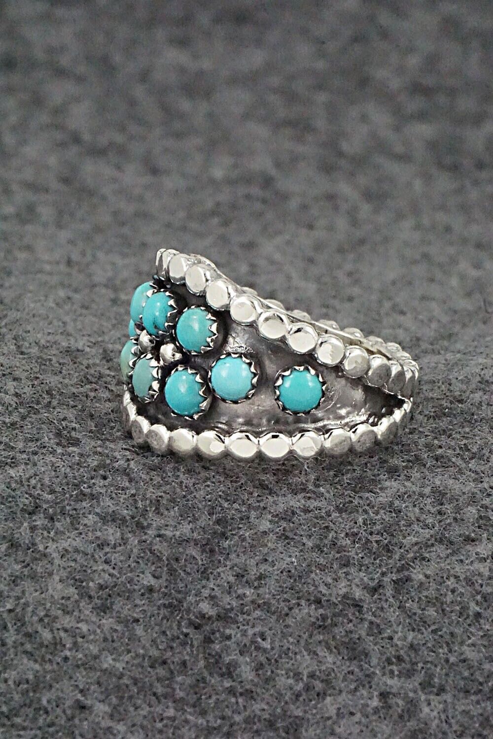 Turquoise & Sterling Silver Ring - Kenny Lonjose - Size 9.75