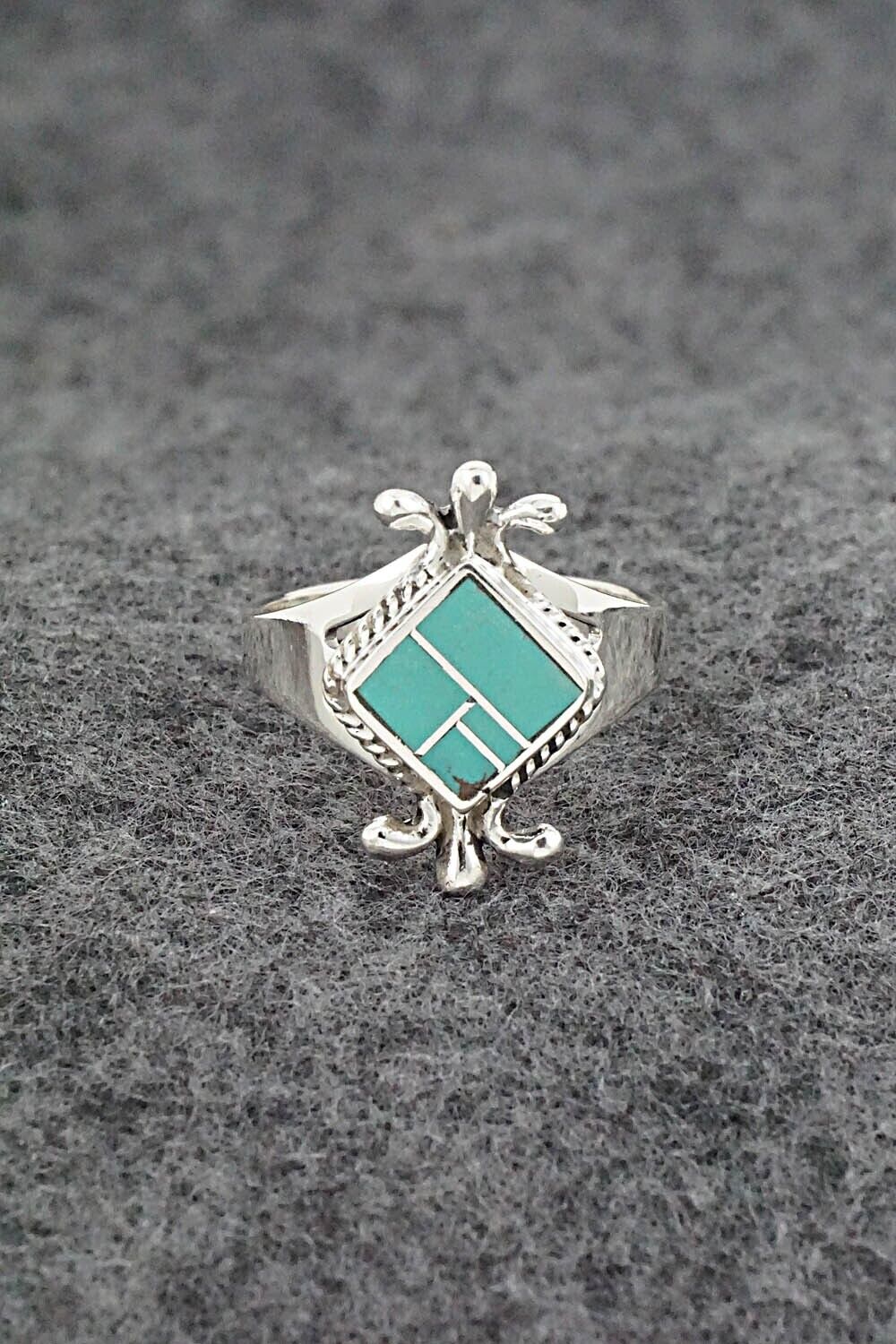 Turquoise & Sterling Silver Inlay Ring - James Manygoats - Size 9