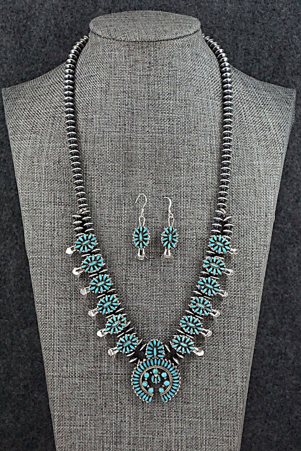 Turquoise & Sterling Silver Mini Squash Blossom Set - Lorna Peina
