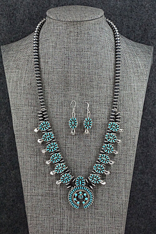 Turquoise & Sterling Silver Mini Squash Blossom Set - Lorna Peina